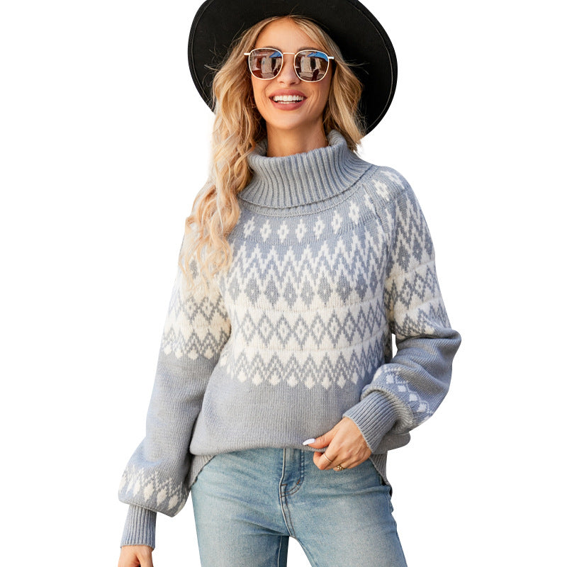 Geometric Turtleneck Jumper