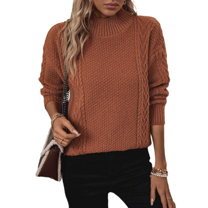 Loose High Neck Split Sweater