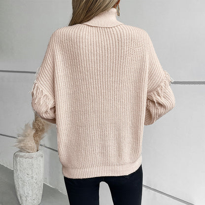 Tassel Flower Lapel Sweater