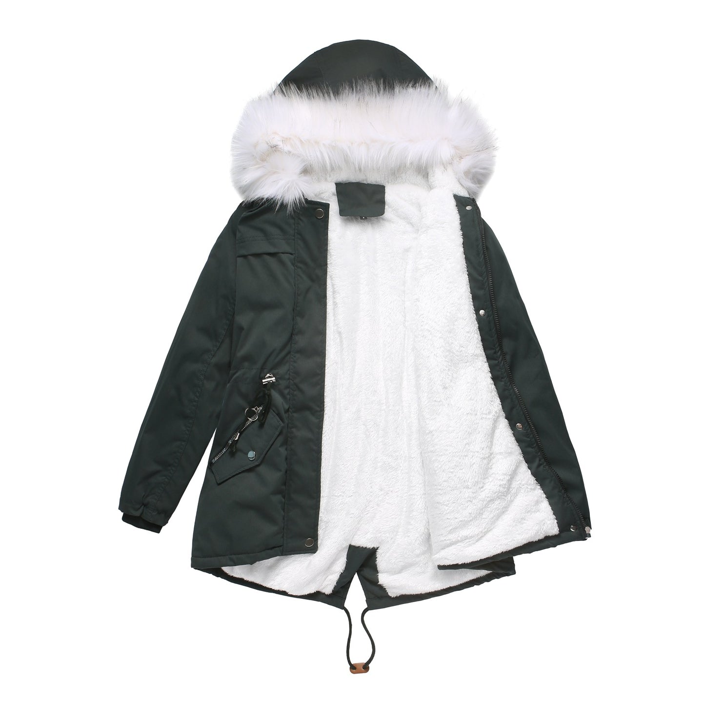 Mid-Length Fur Collar Jacket