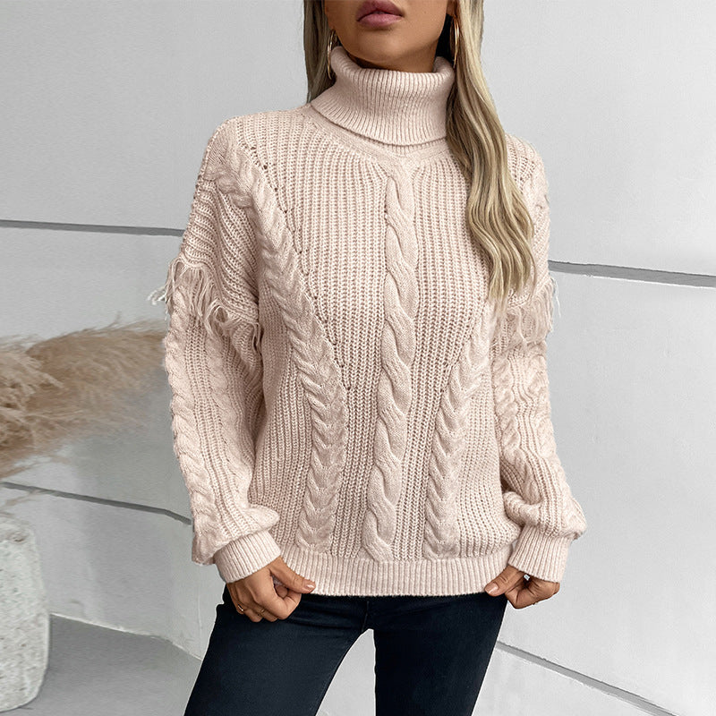 Tassel Flower Lapel Sweater