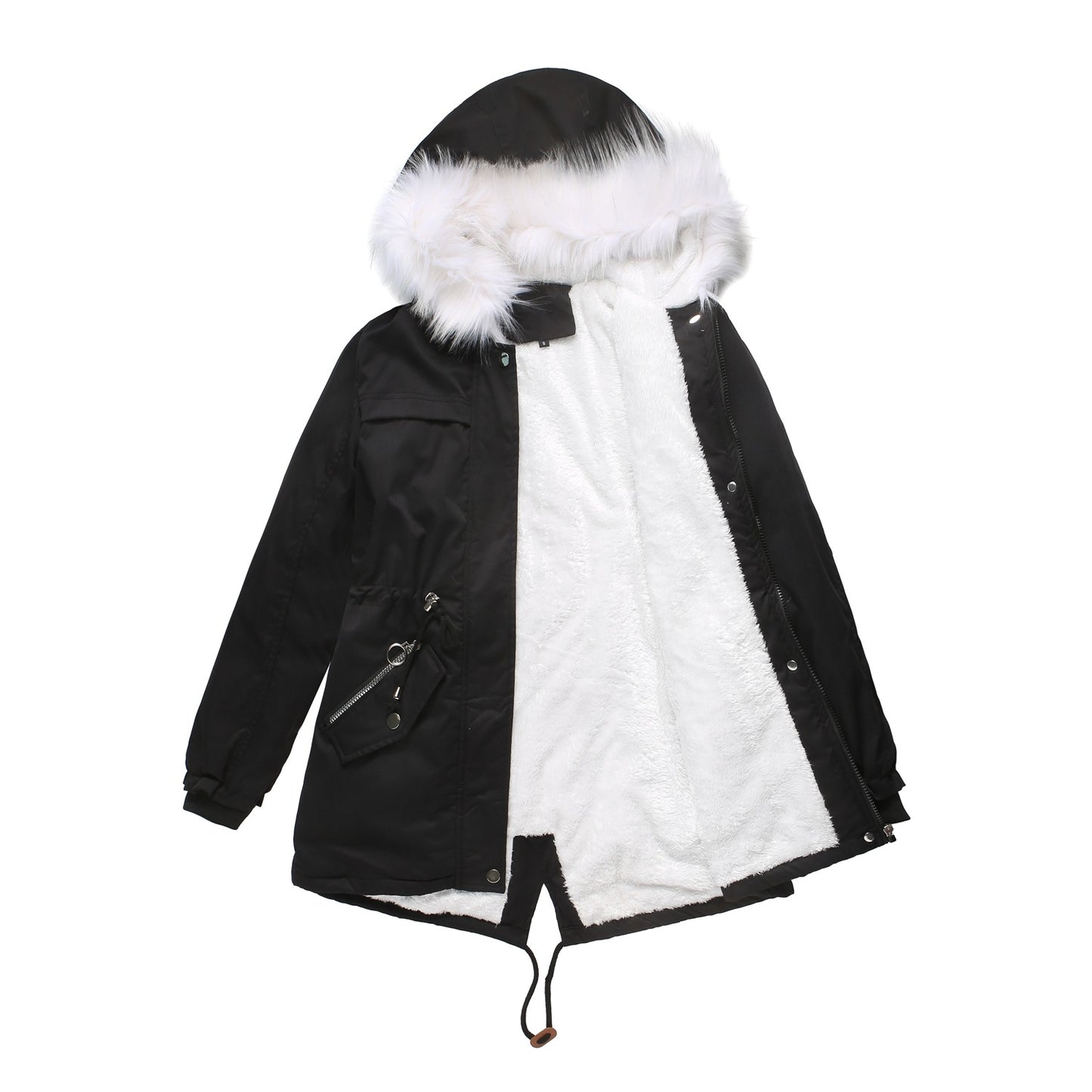 Mid-Length Fur Collar Jacket