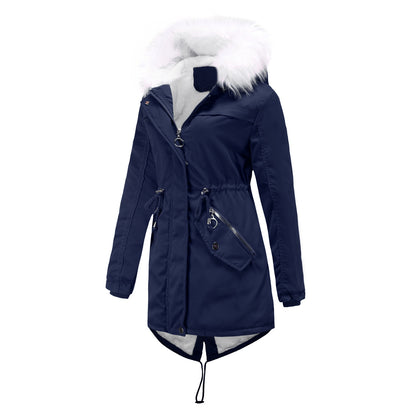 Mid-Length Fur Collar Jacket