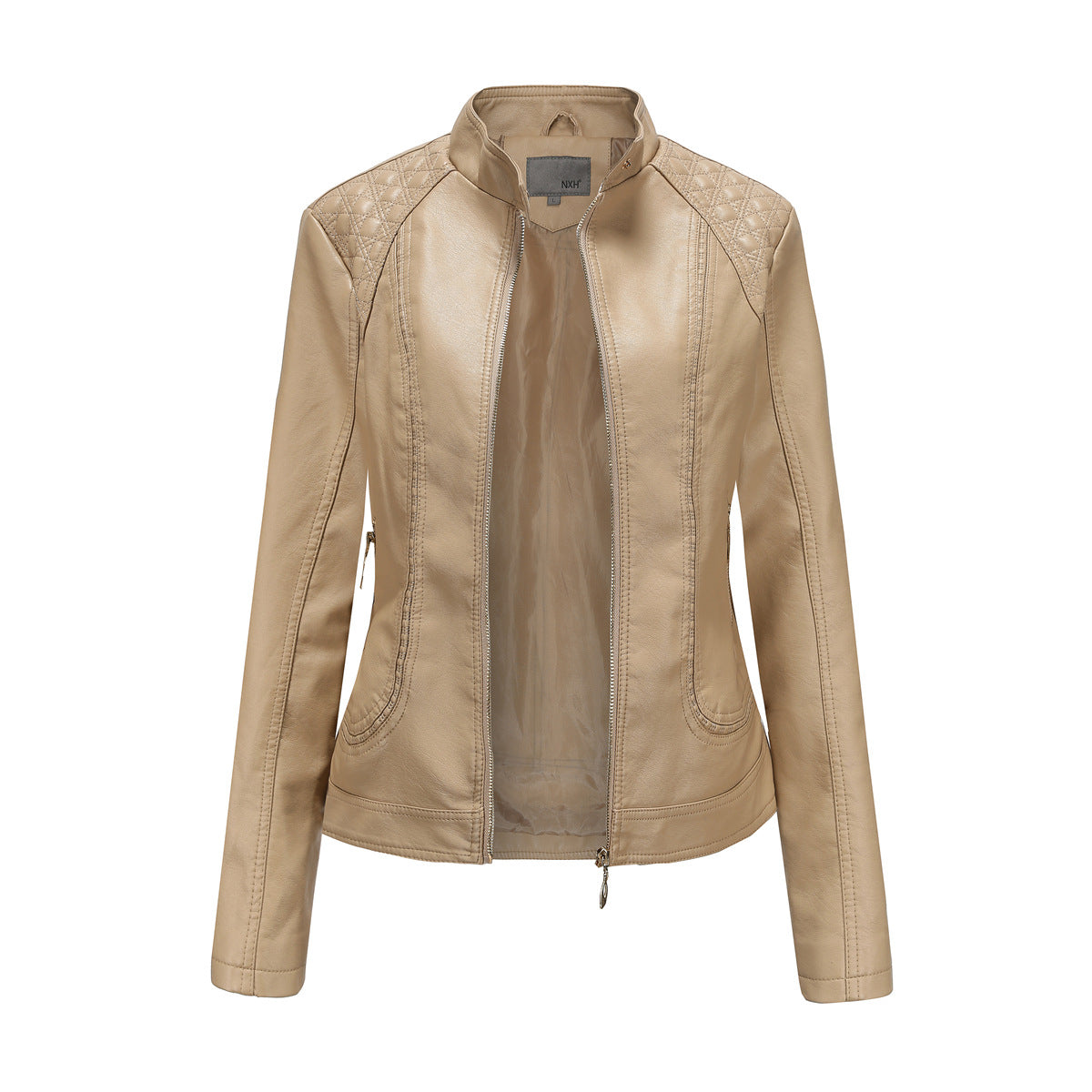 Standing Collar PU Leather Jacket