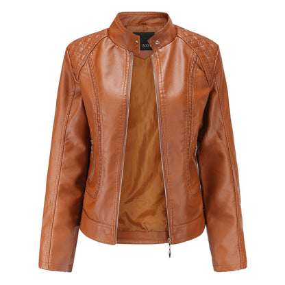 Standing Collar PU Leather Jacket