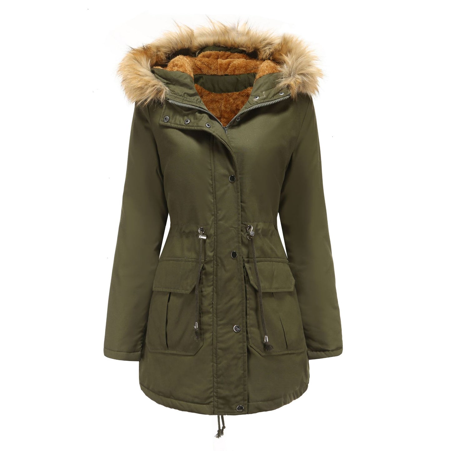 Padded Hooded Fur Collar Jacket