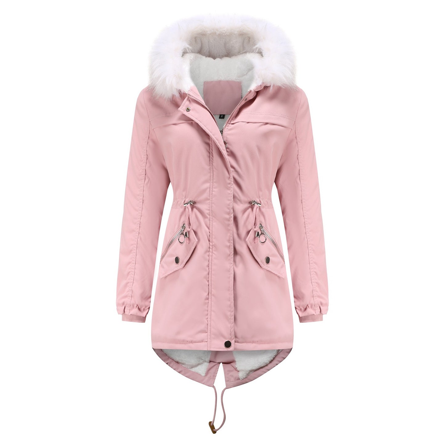 Mid-Length Fur Collar Jacket