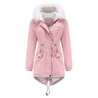 Mid-Length Fur Collar Jacket