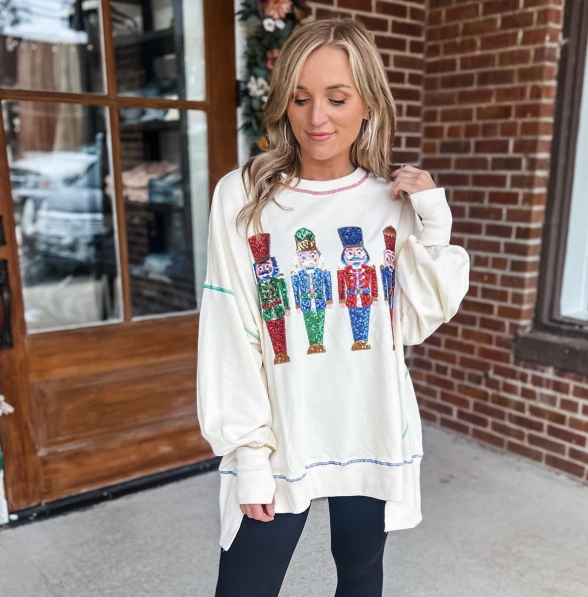 Sequinned Christmas Padded Sweatshirt