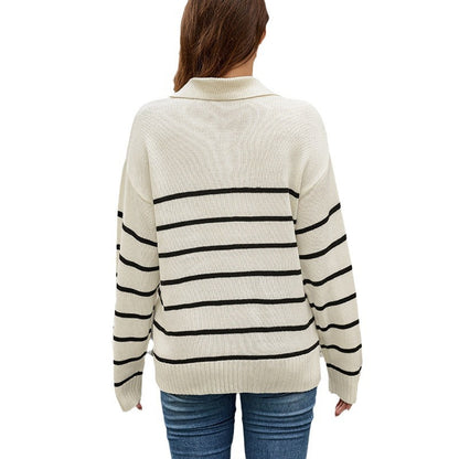 Polo Neck Striped Sweater