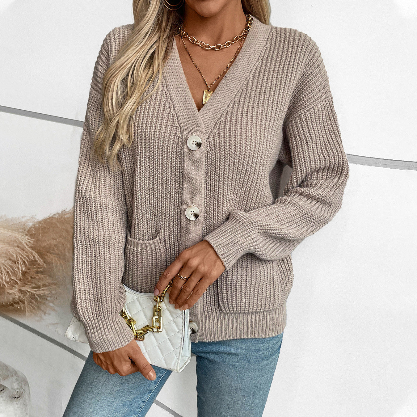 Loose V-Neck Knit Sweater