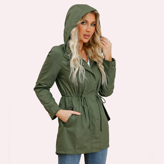 Loose Solid Color Hooded Windbreaker