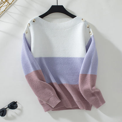 Colorblocked One Button Sweater