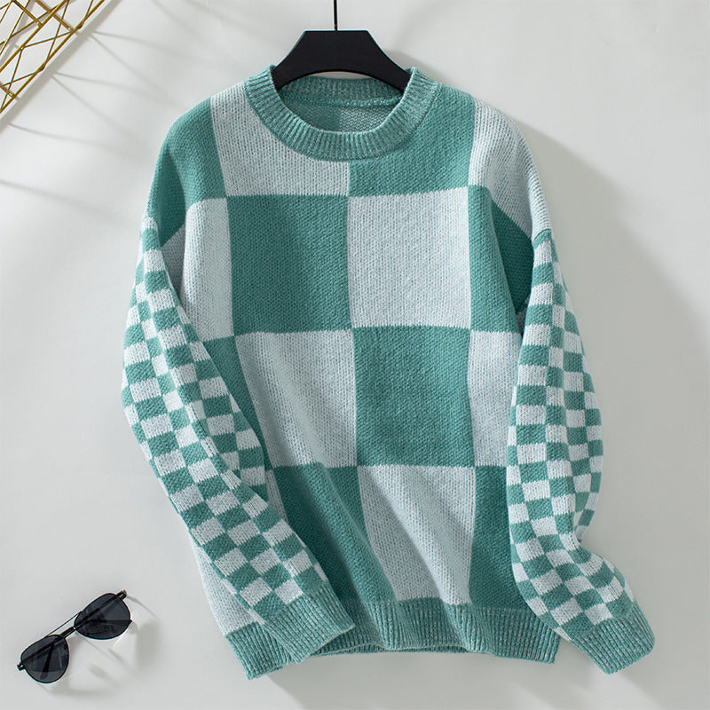 Colorblocked Checkered Sweater