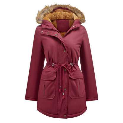 Padded Hooded Fur Collar Jacket