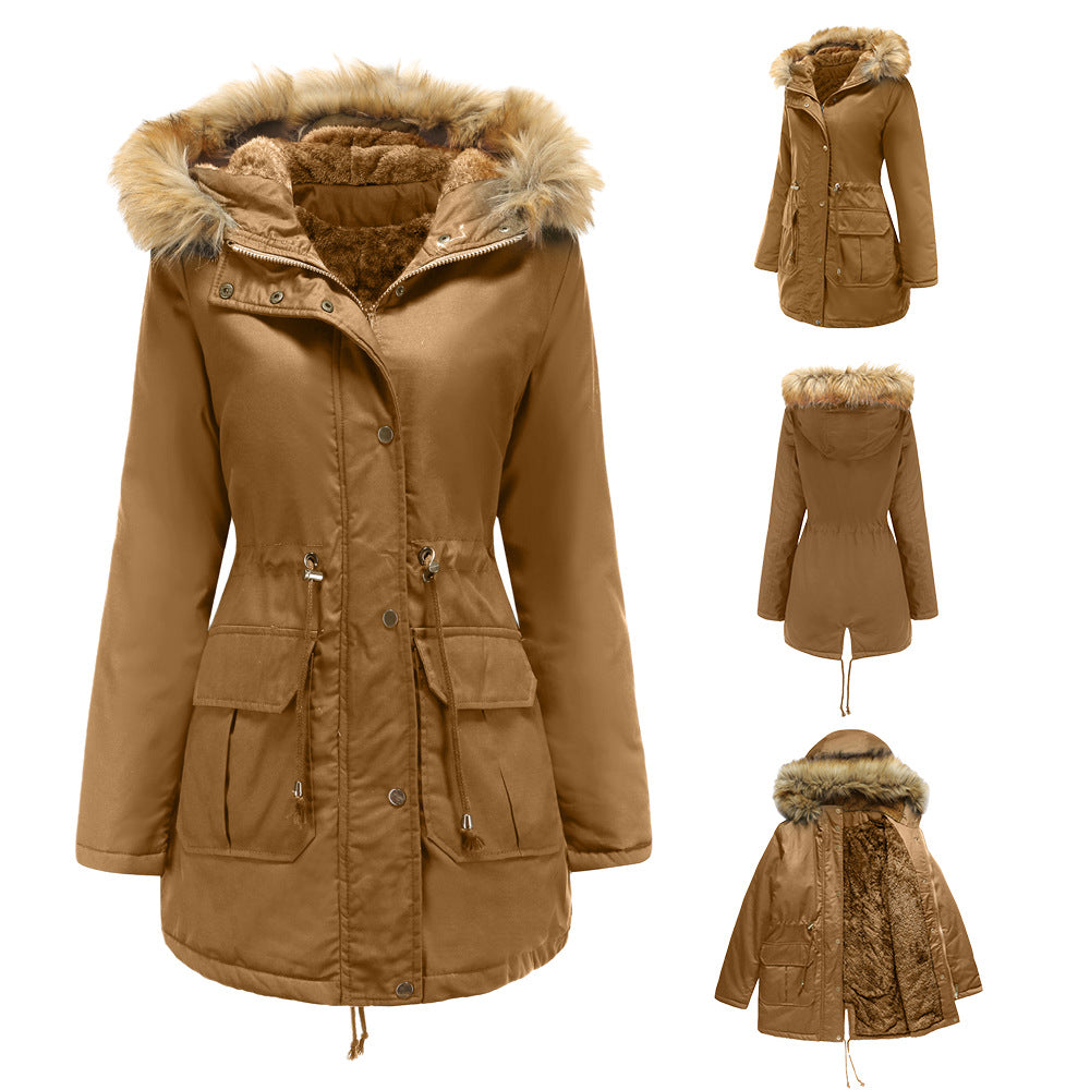 Padded Hooded Fur Collar Jacket