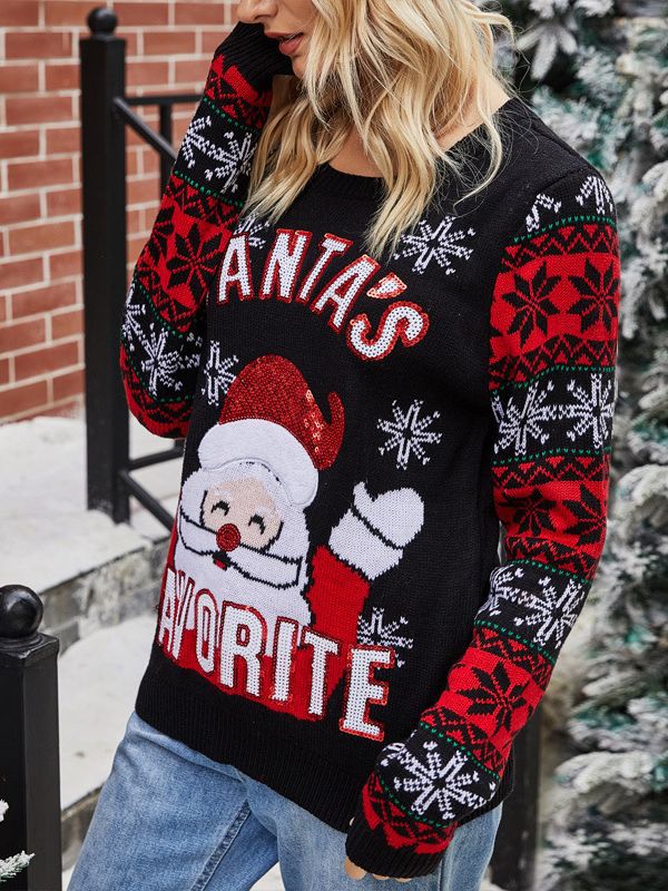 Father Christmas Embroidery Sweater