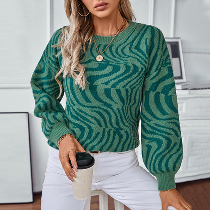 Zebra Print Crew Sweater