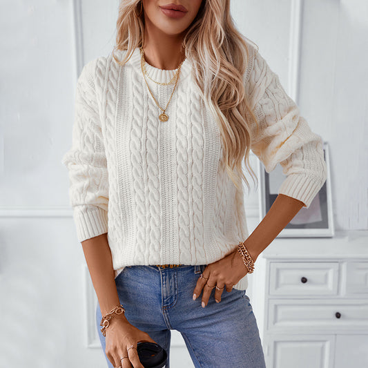 Twisted Flower Round Neck Sweater