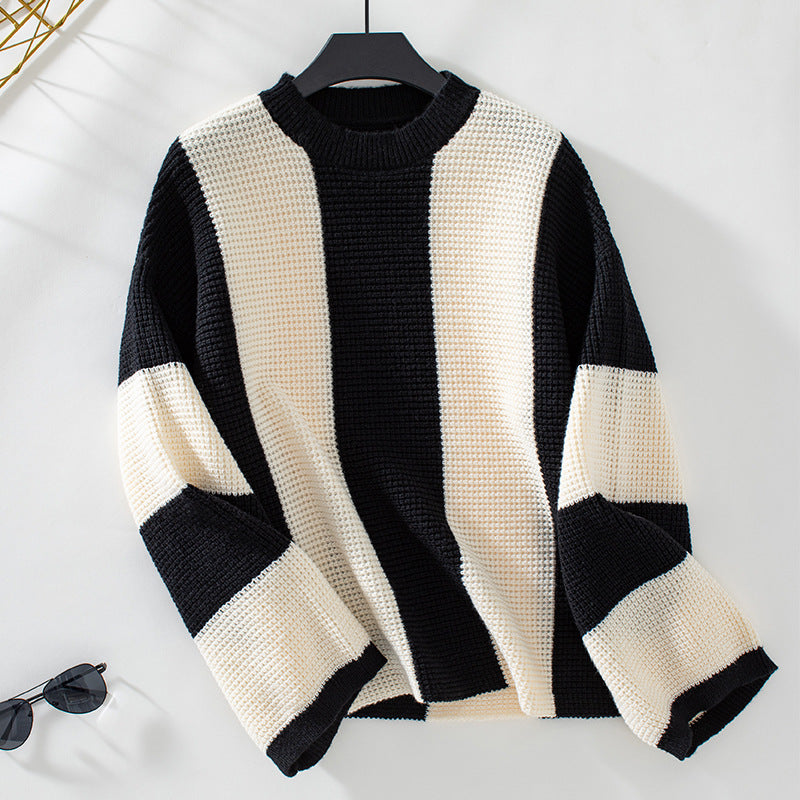 Loose Color-Collision Stripe Sweater