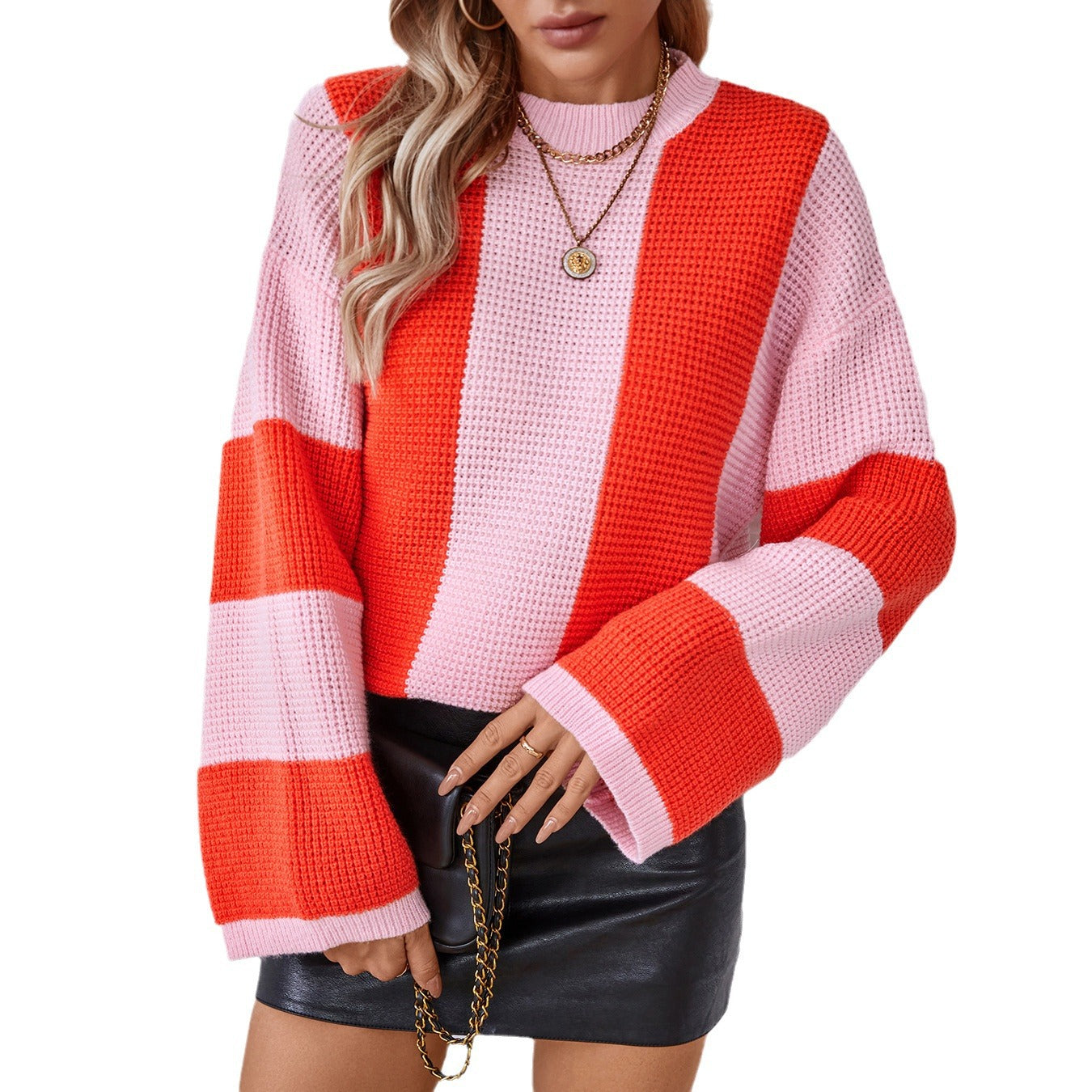 Loose Color-Collision Stripe Sweater