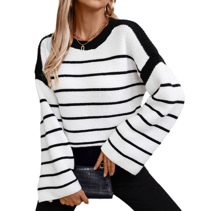 Round Neck Striped Sweater