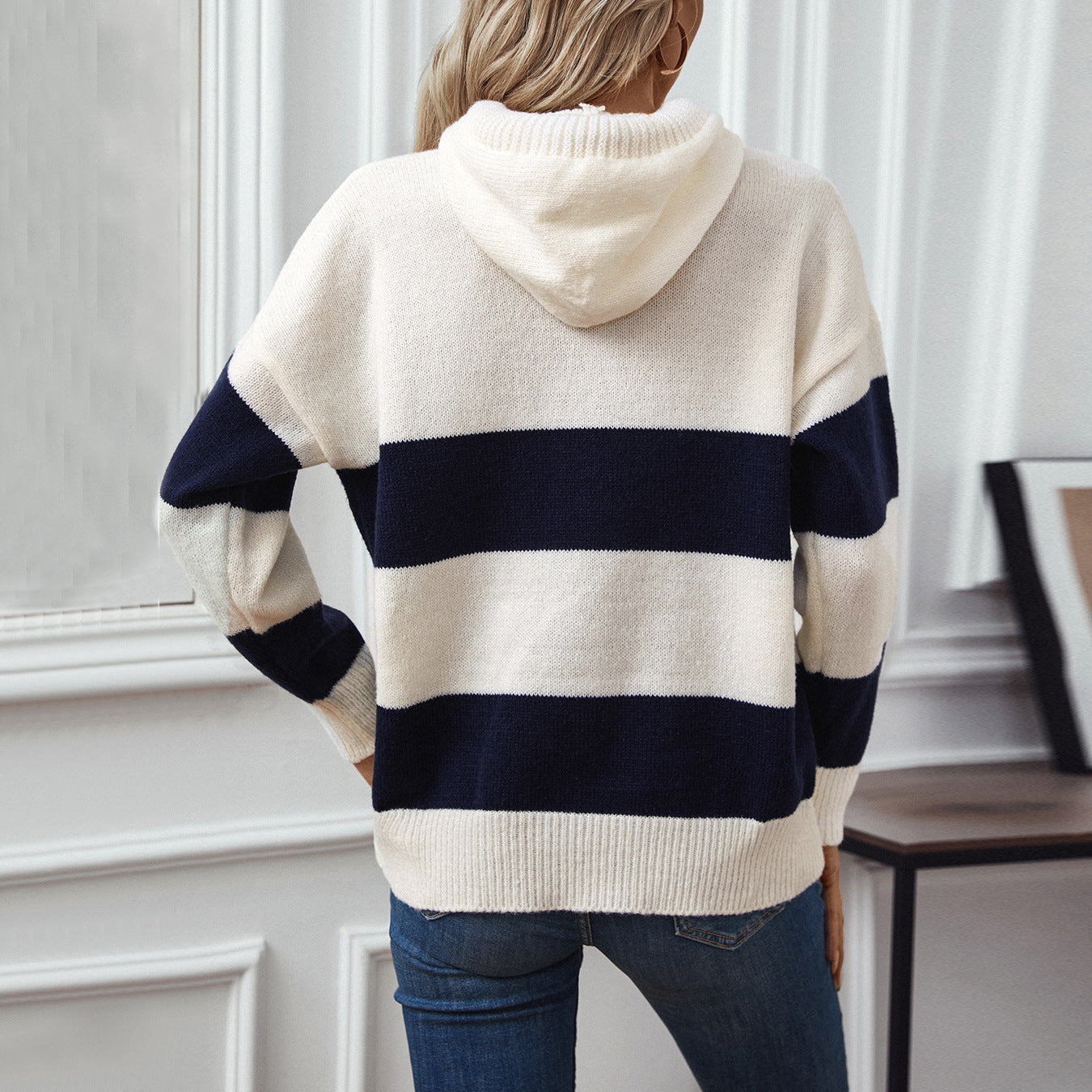 Hooded Color Clash Sweater