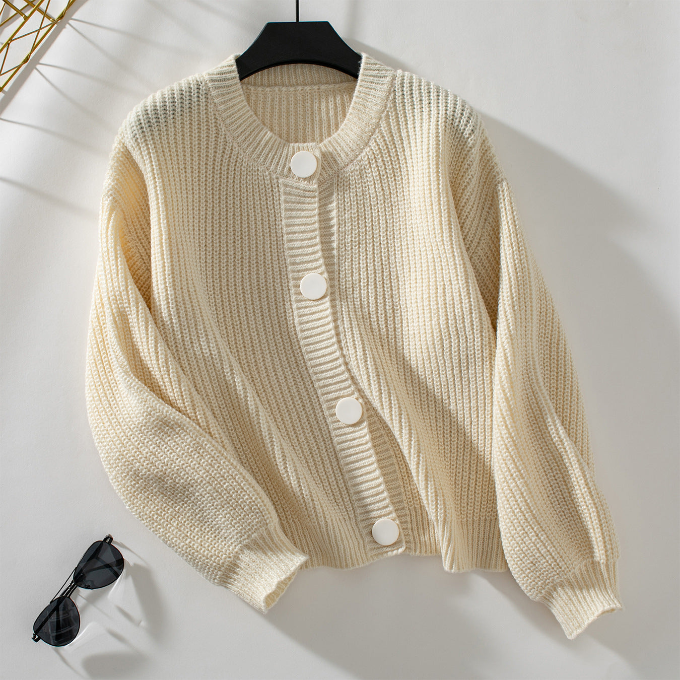 Solid Single-Breasted Knit Cardigan Coat