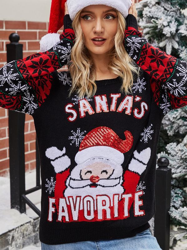 Father Christmas Embroidery Sweater