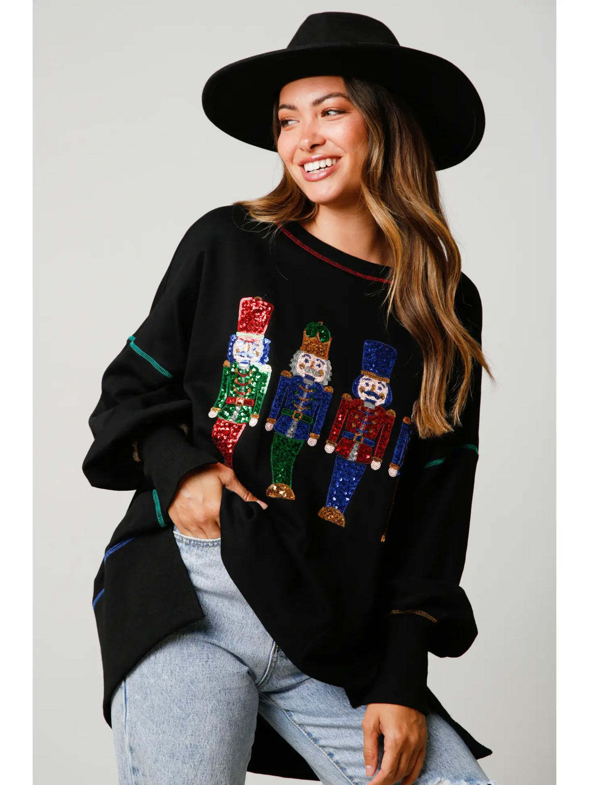 Sequinned Christmas Padded Sweatshirt