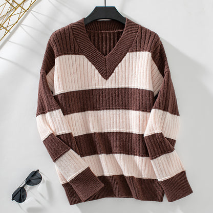 V-Neck Striped Sweater