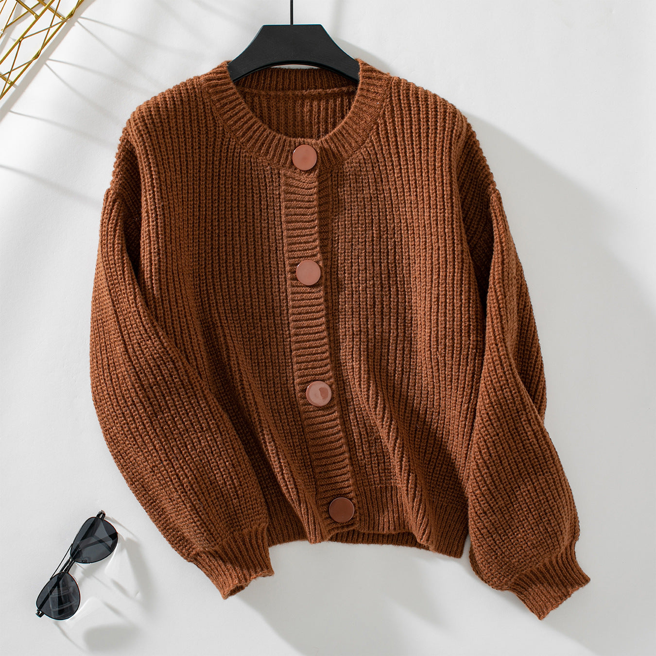 Solid Single-Breasted Knit Cardigan Coat