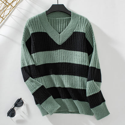 V-Neck Striped Sweater