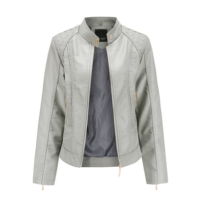 Standing Collar PU Leather Jacket