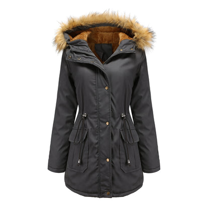 Padded Hooded Fur Collar Jacket