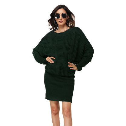 Loose Bat Sleeve Sweater Dress