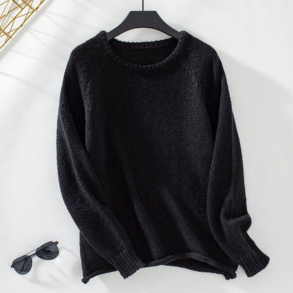 Solid Rolled Trim Sweater