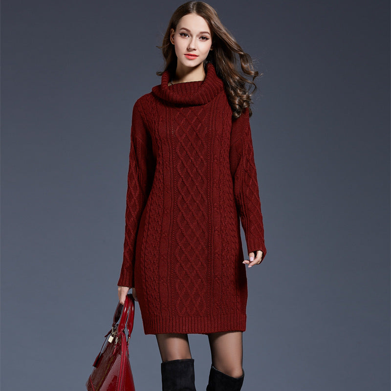 Long Turtleneck Sweater Dress