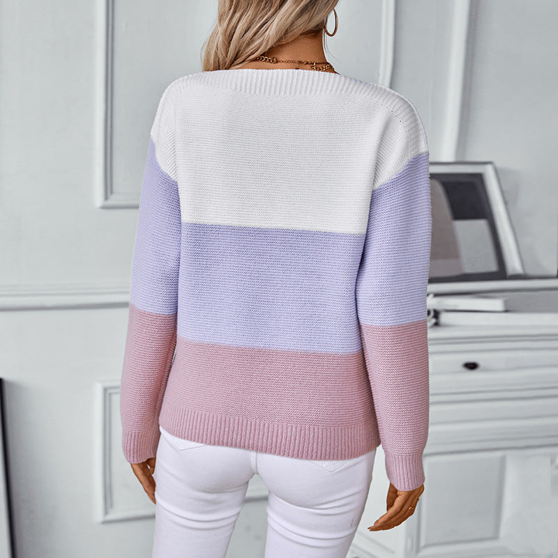 Colorblocked One Button Sweater