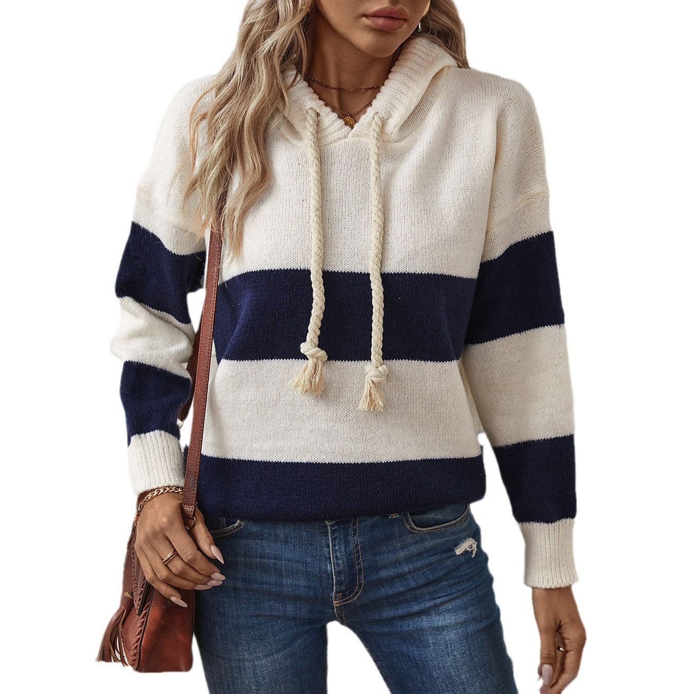 Hooded Color Clash Sweater