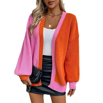 Colorblocked Loose Cardigan Jacket