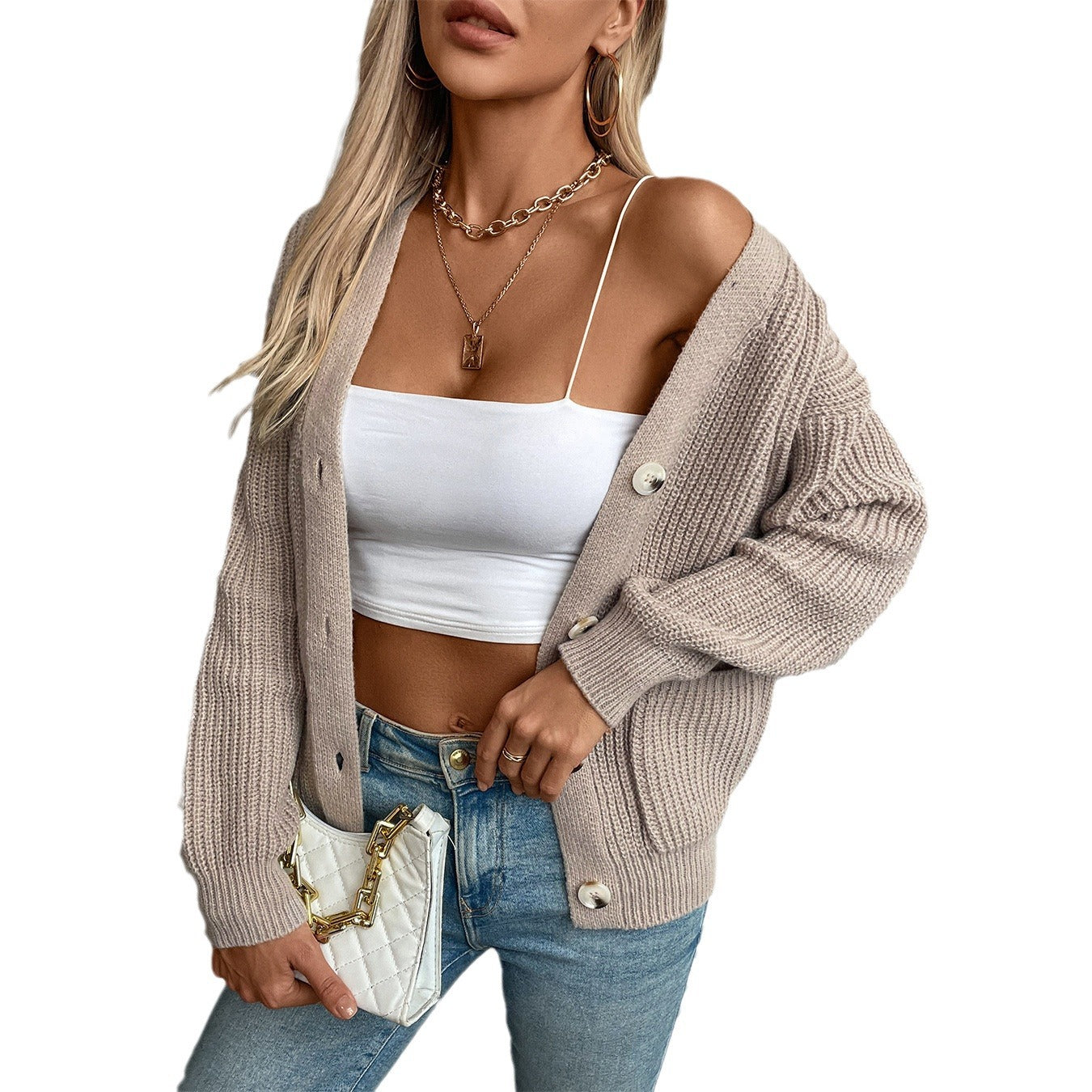 Loose V-Neck Knit Sweater