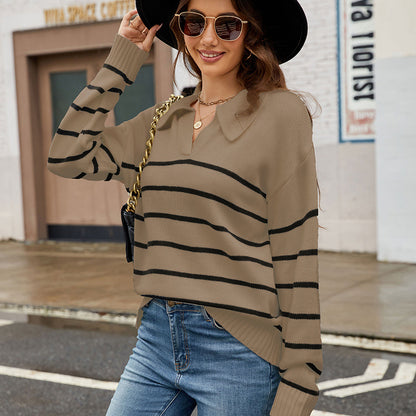 Polo Neck Striped Sweater