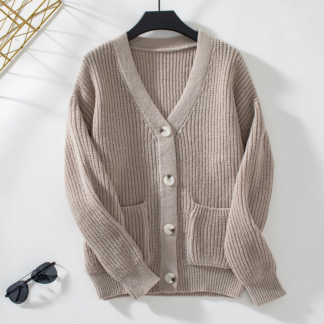 Loose V-Neck Knit Sweater