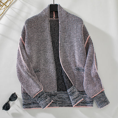 Waffle Placket Knit Jacket