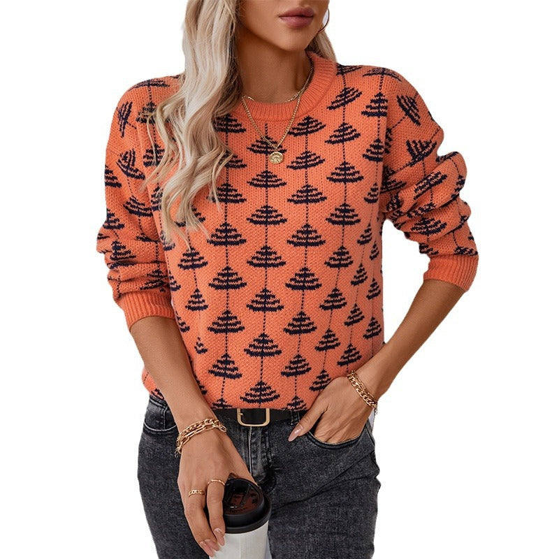 Jacquard Round Neck Sweater