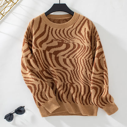 Zebra Print Crew Sweater