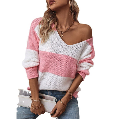 Clashing Stripe V-Neck Sweater