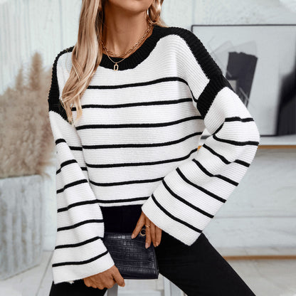 Round Neck Striped Sweater