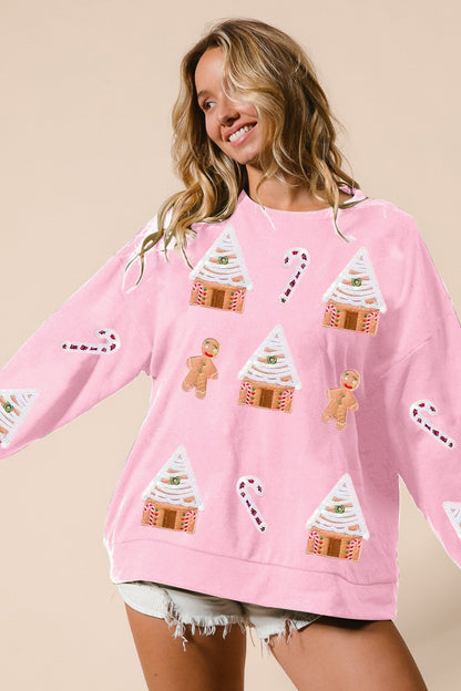 Christmas House Sequin Sweatshirt